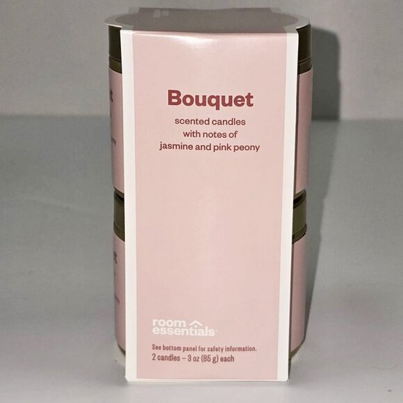 Room Essentials Bouquet Jasmine and Pink Peony 2 Pack Scented Candles with lid - Picture 7 of 8